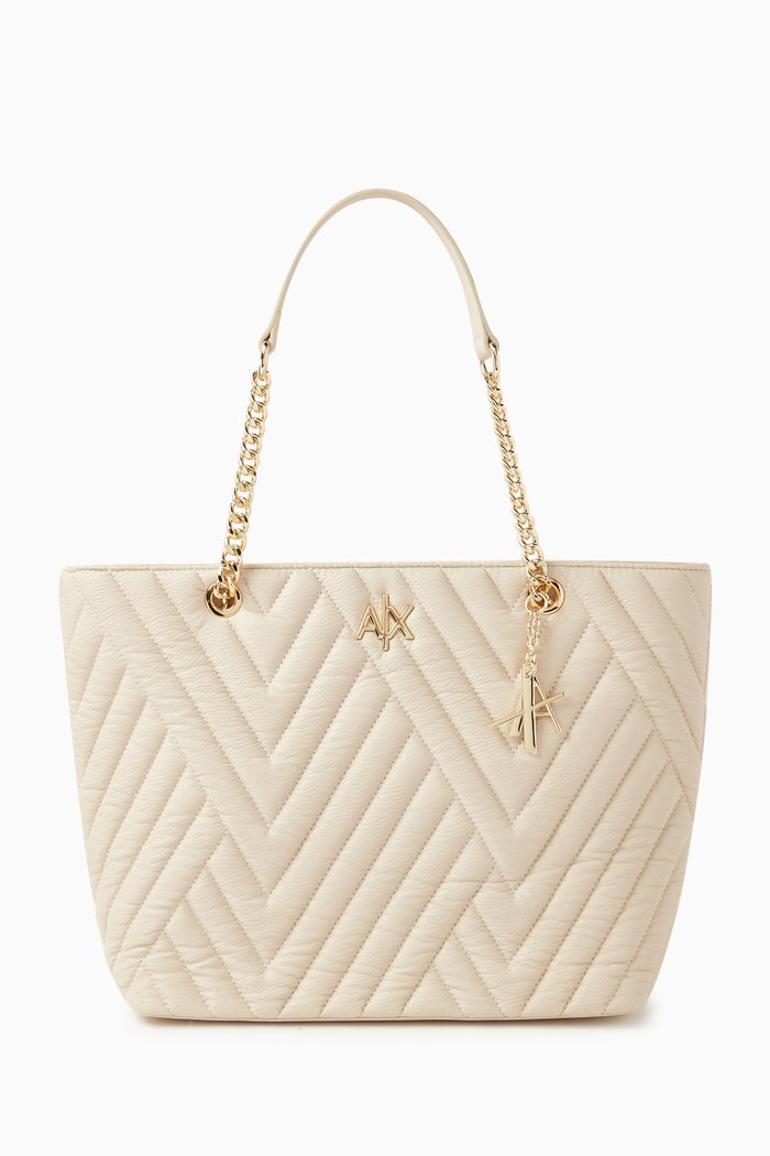

Margareth AX Logo Tote Bag in Eco-leather, Neutral