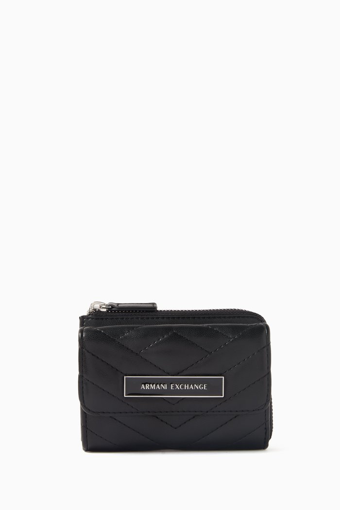 

Victoria Mini Zip Wallet in Faux Leather, Black