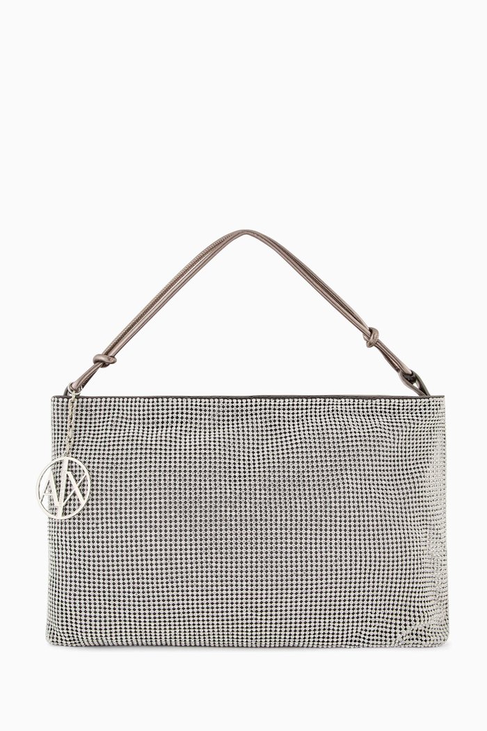 

Hollywood AX Logo Medium Shoulder Bag in Aluminum, Silver