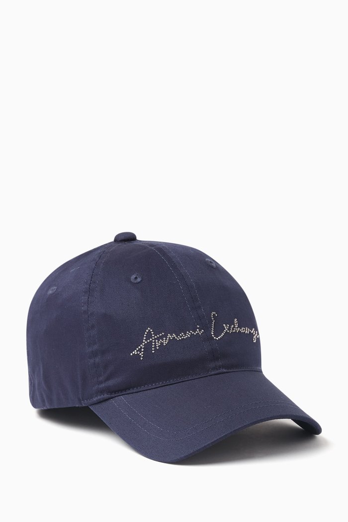 

Route 66 Embellished Baseball Cap in Cotton, Purple