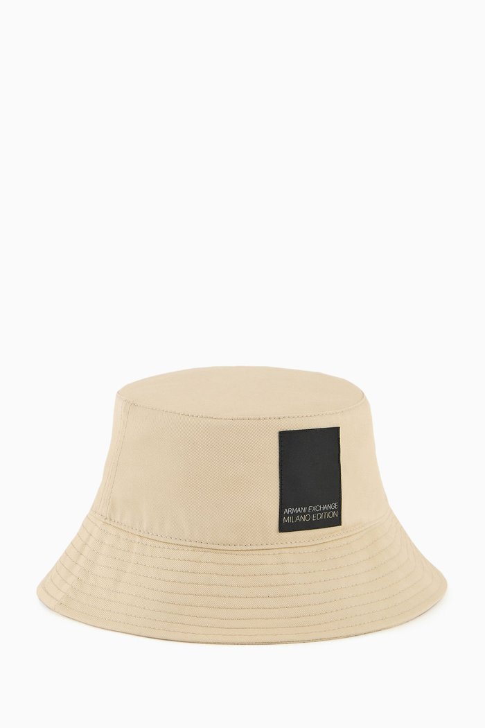 

AX Logo Bucket Hat in Cotton, Neutral