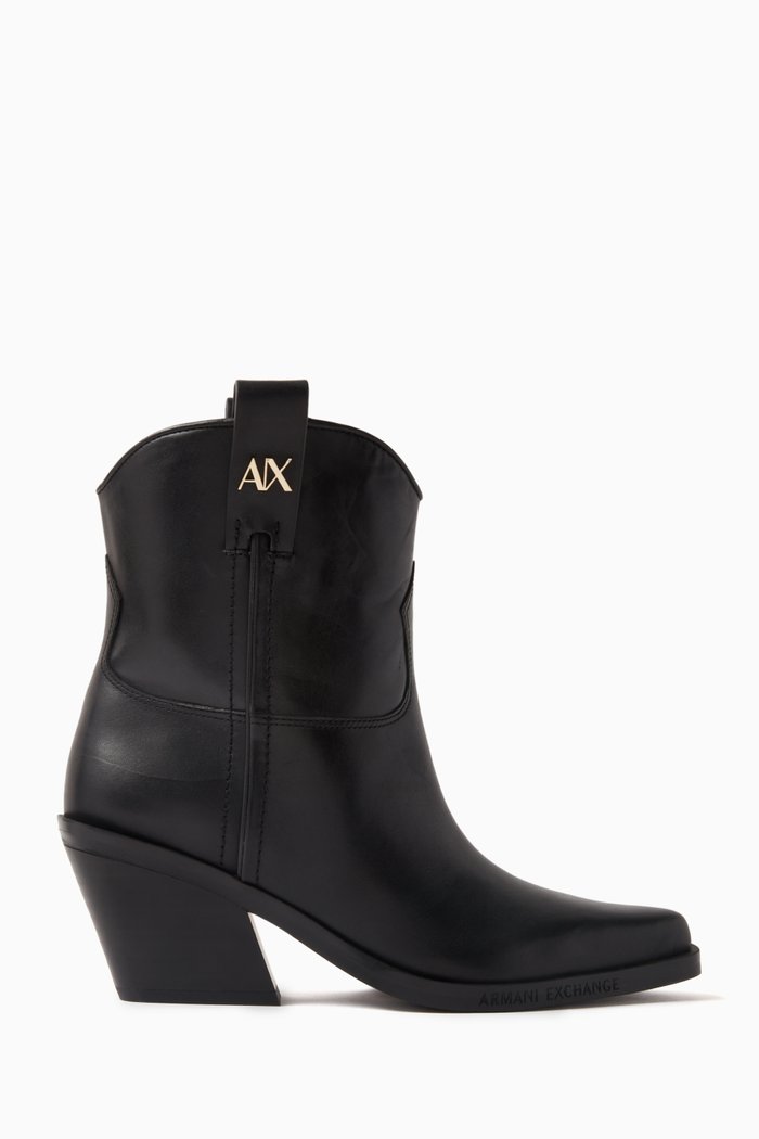 

Heeled Cowboy Boots in Leather, Black