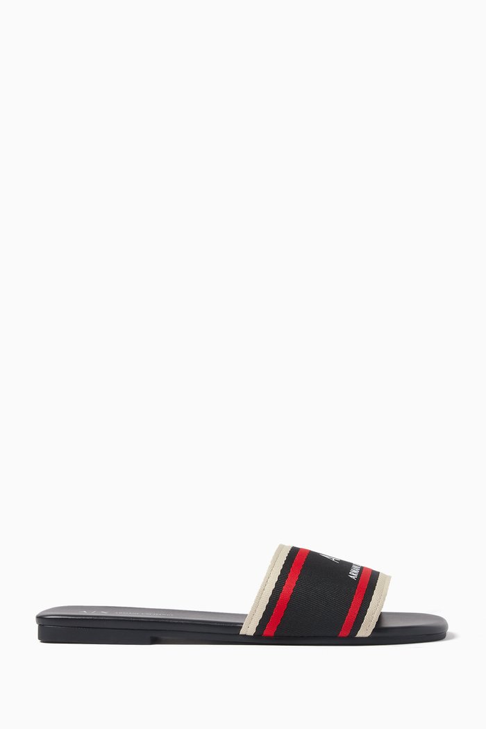 

Thin AX Logo Slides in Grosgrain, Black