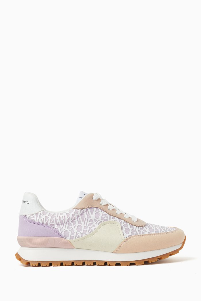 

Drop AX Bold Logo Sneakers in Faux Leather, Multicolour