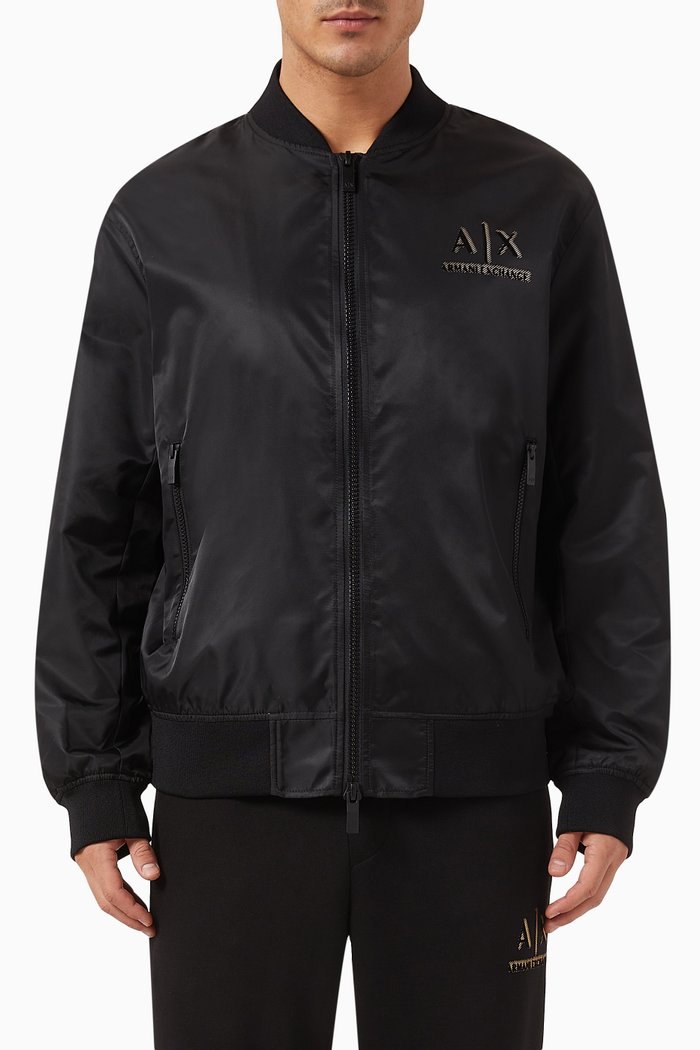 

AX Logo Jacket in Nylon, Black