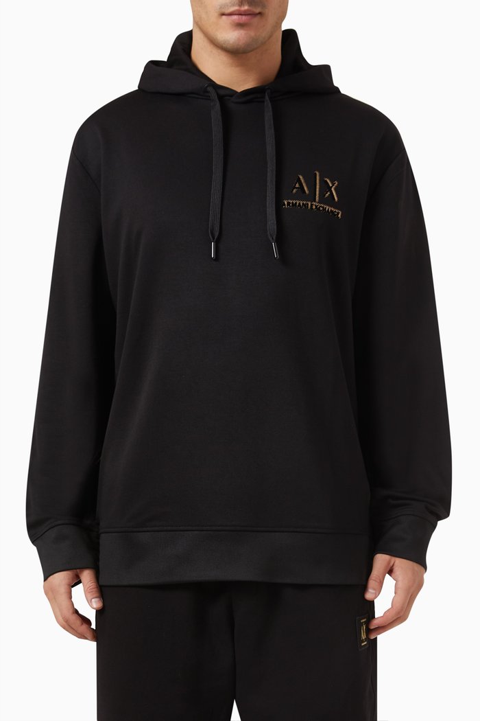 

AX Logo Hooded Sweatshirt, Black