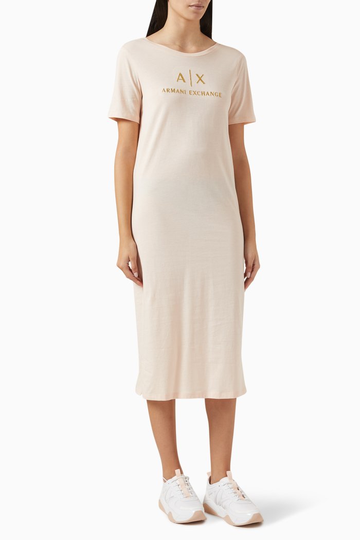

AX Logo Dress in Cotton-jersey, Pink