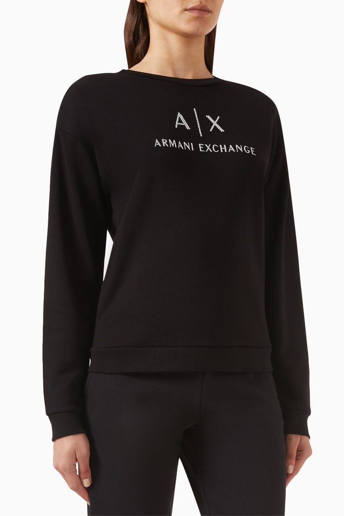 

AX Logo Sweatshirt in Cotton, Black