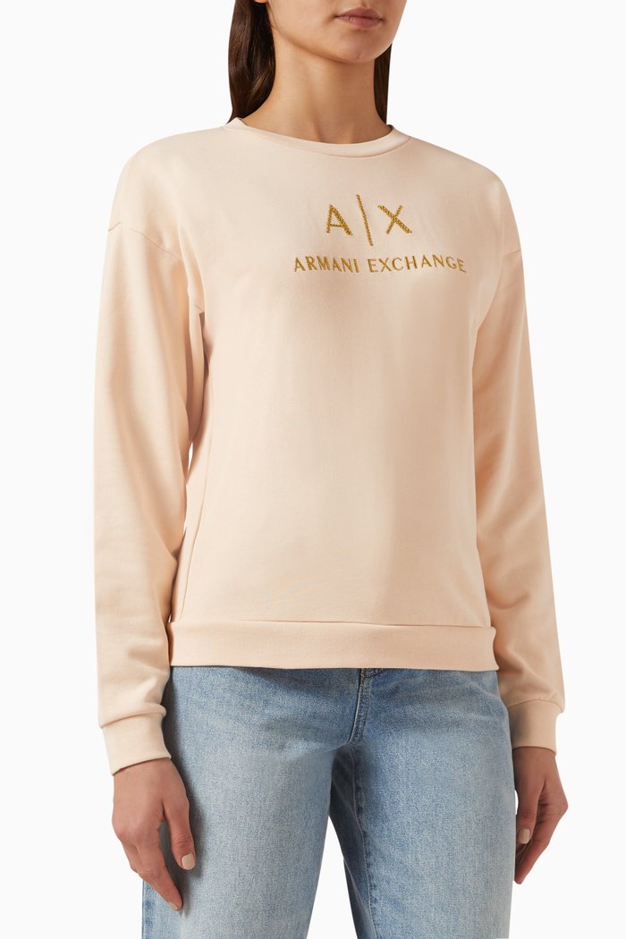 

AX Logo Sweatshirt in Cotton, Pink