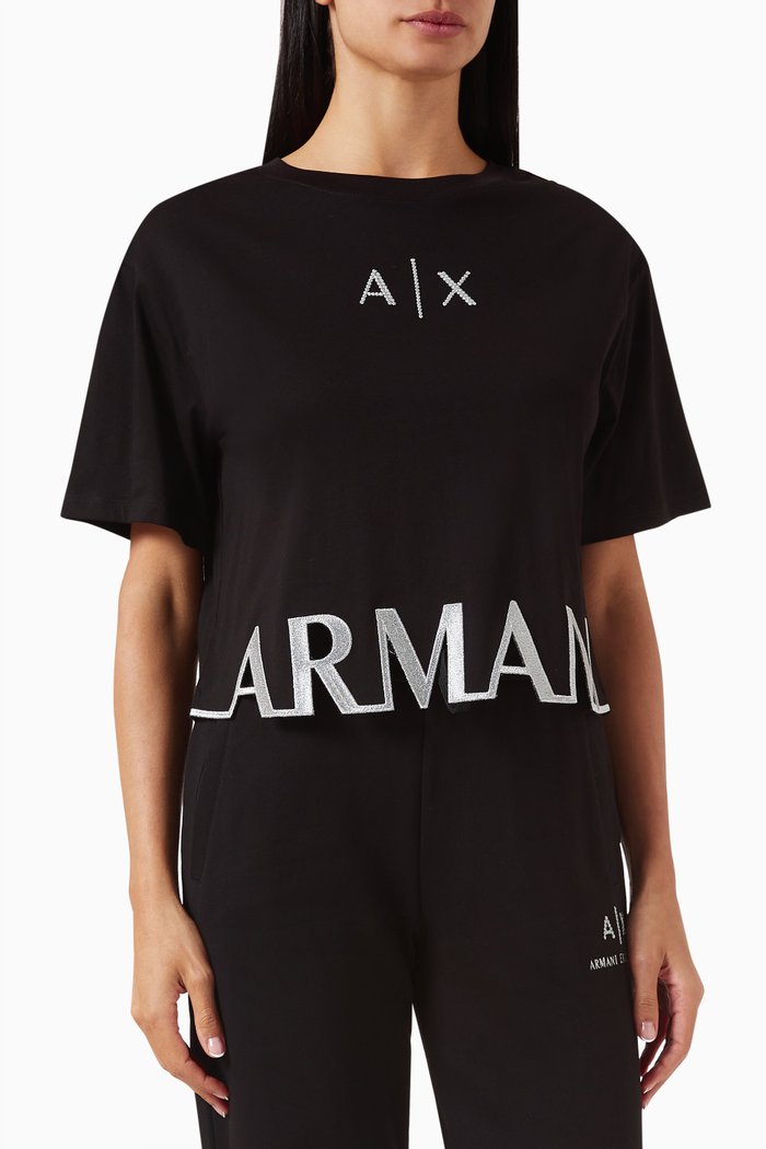 

AX Logo T-shirt in Cotton-jersey, Black