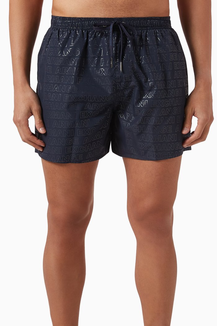 

All-over AX Logo Swim Shorts, Blue