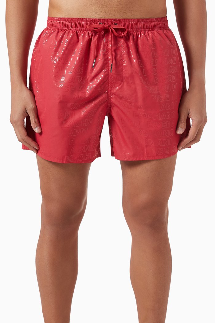 

All-over AX Logo Swim Shorts, Red