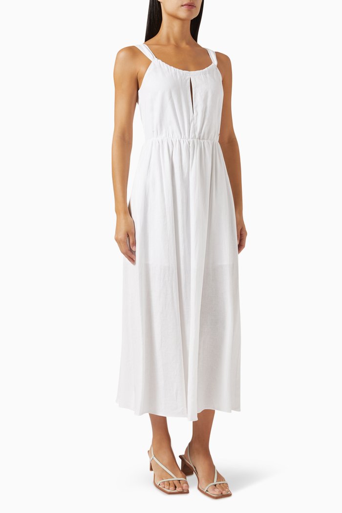 

Sleeveless Maxi Dress in Linen-blend, White