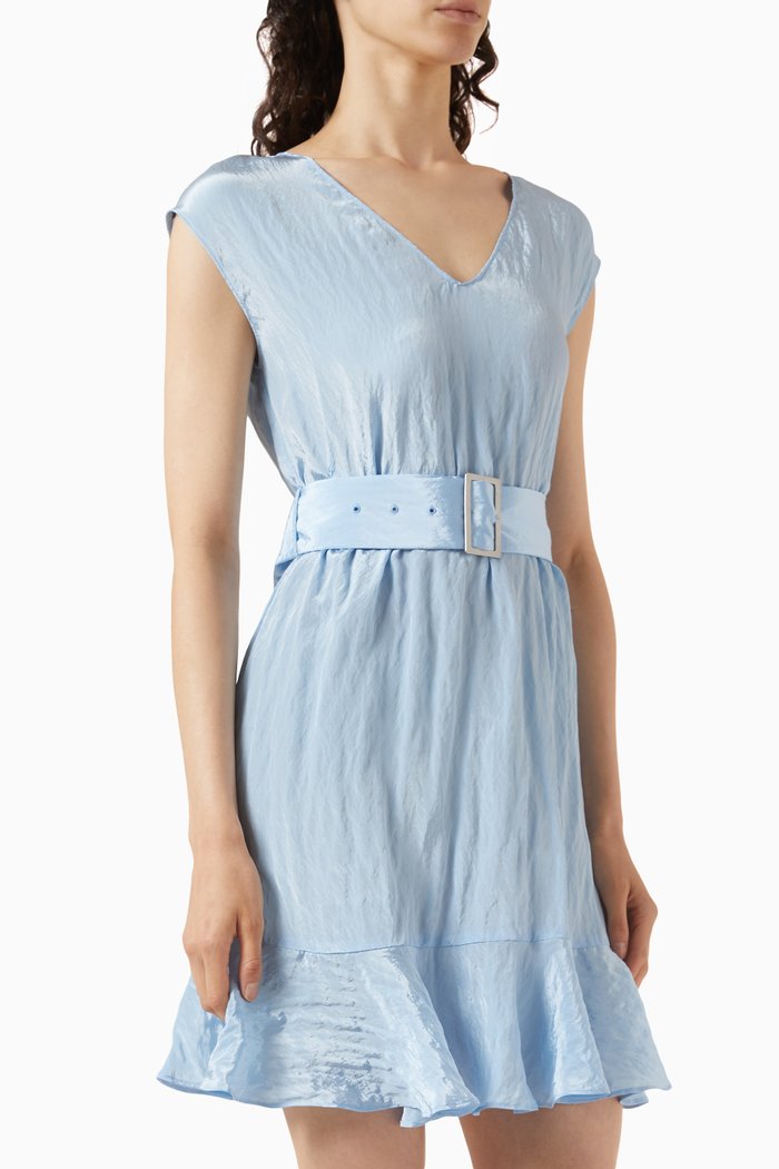 Belted Mini Dress, Blue