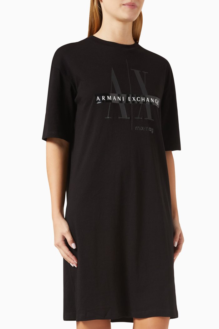 

AX Logo Mini Dress in Jersey, Black