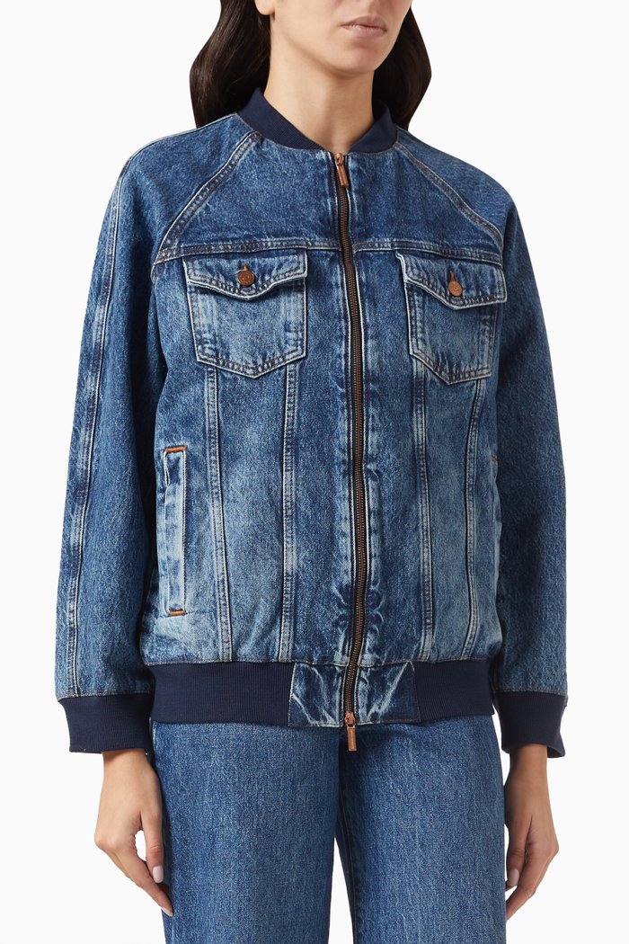 Milano Edition Bomber Jacket in Denim, Blue
