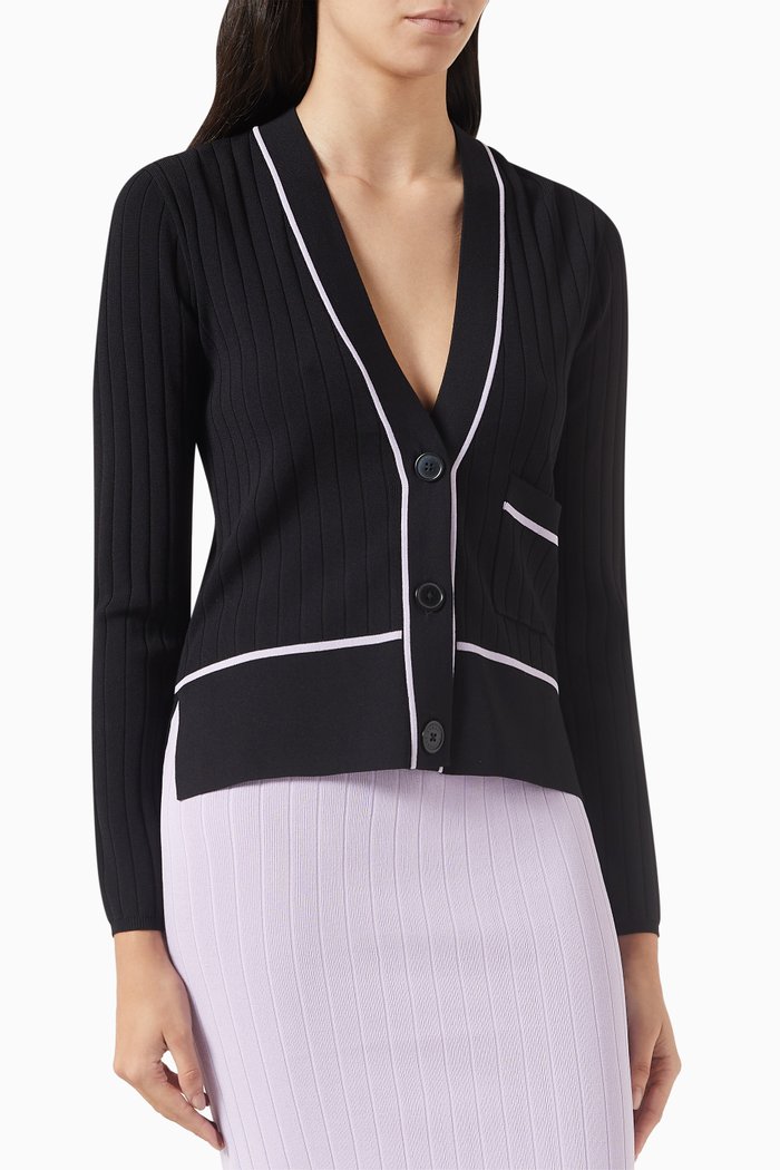 

V-neck Cardigan in Viscose-knit, Black