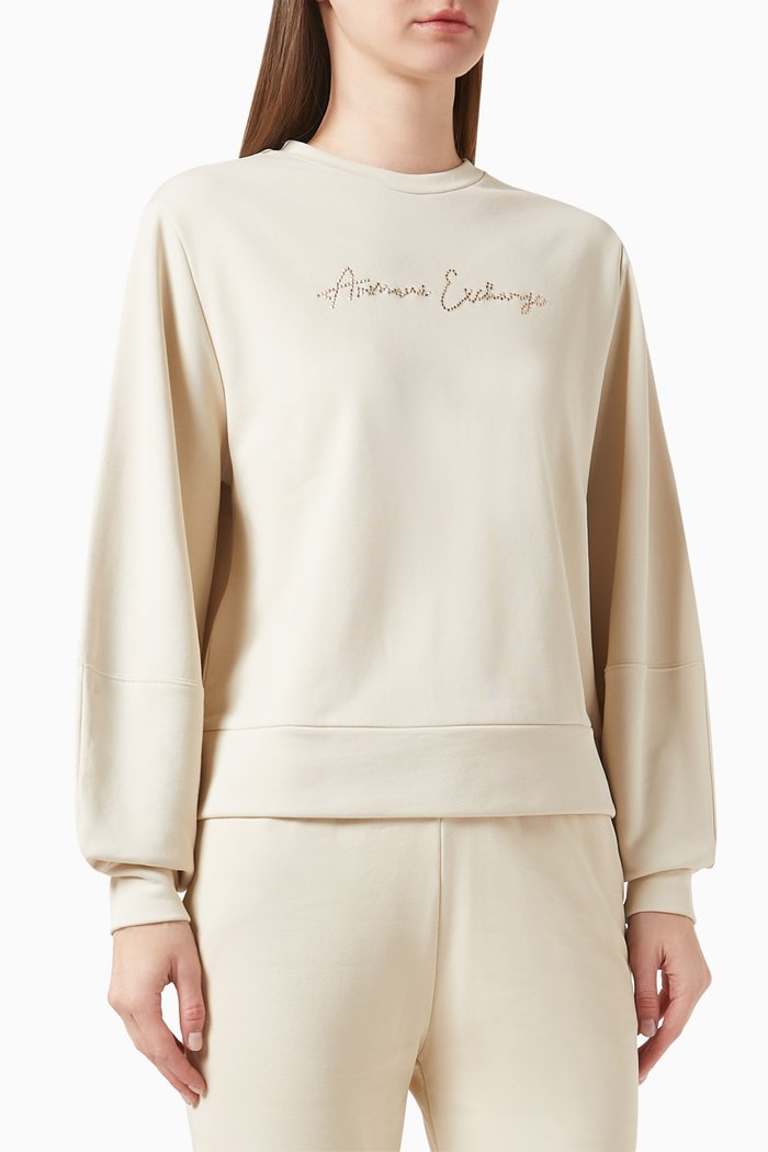 

Route 66 Embellished AX Logo Sweatshirt in Cotton, Neutral