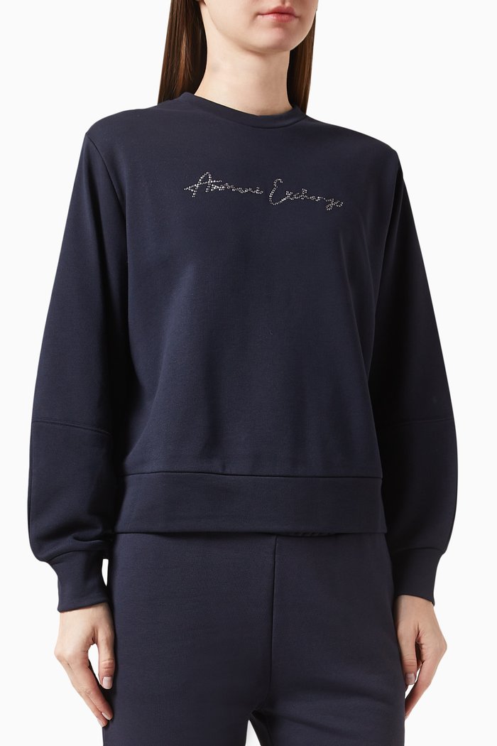 

Route 66 Embellished AX Logo Sweatshirt in Cotton, Purple