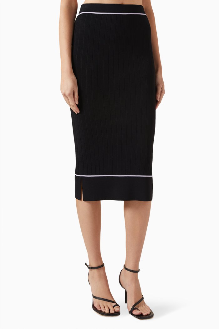 

AX Midi Skirt in Viscose-knit, Black