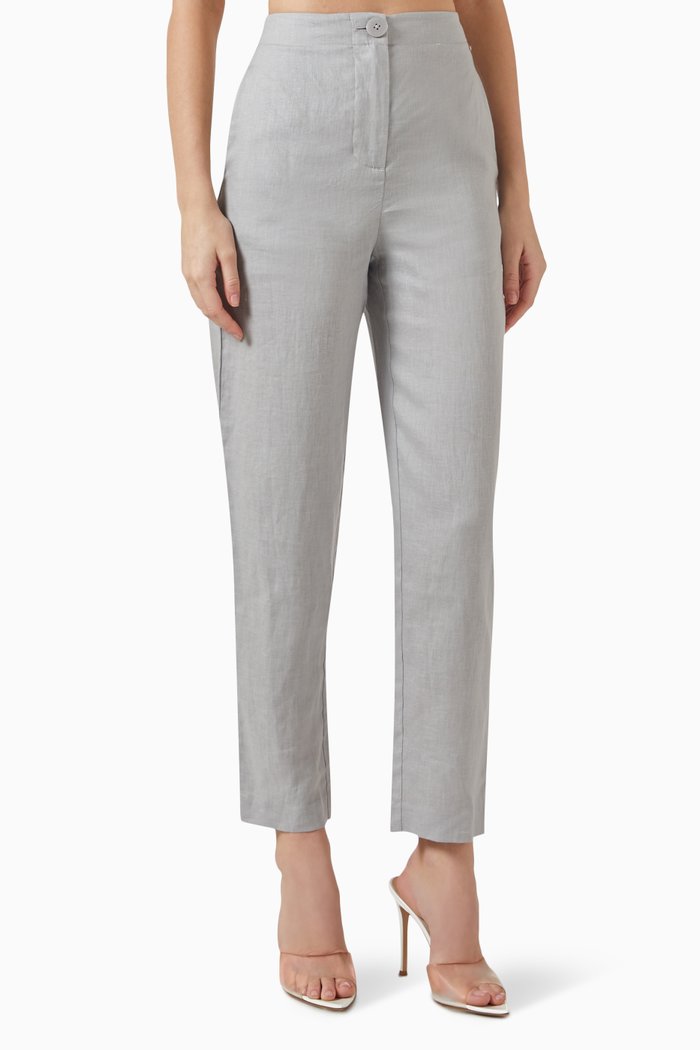 Formal Pants in Linen-cotton Canvas, Grey