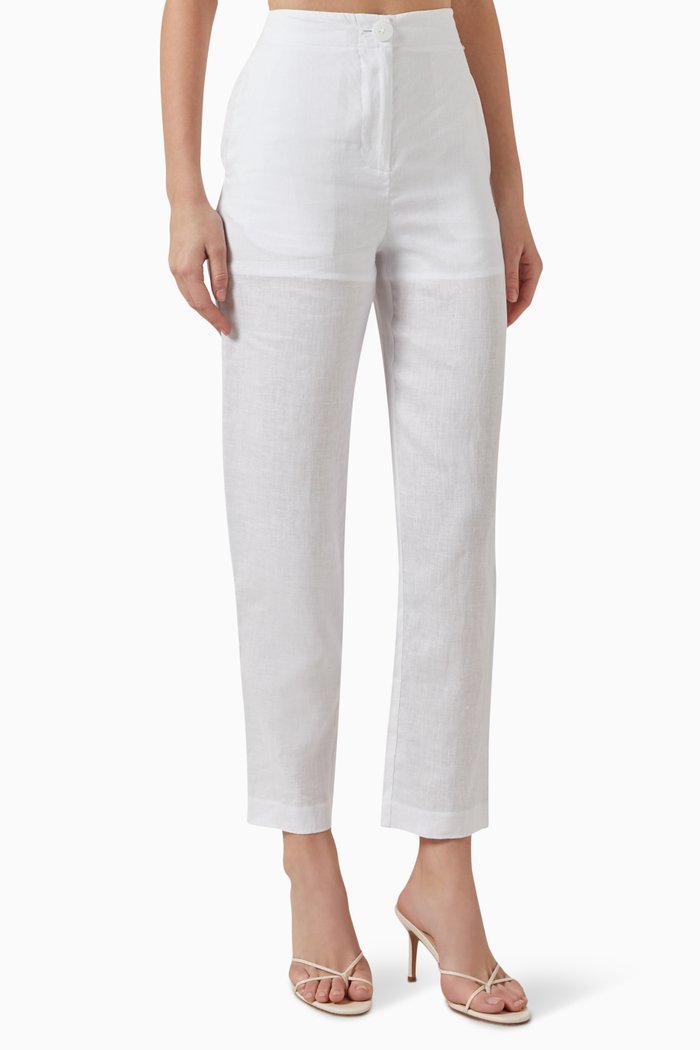 

Formal Pants in Linen-cotton Canvas, White