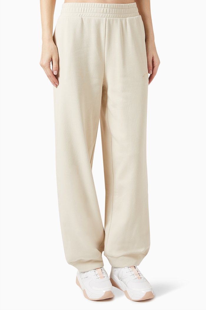 Route 66 Embellished AX Logo Sweatpants in Cotton, Neutral