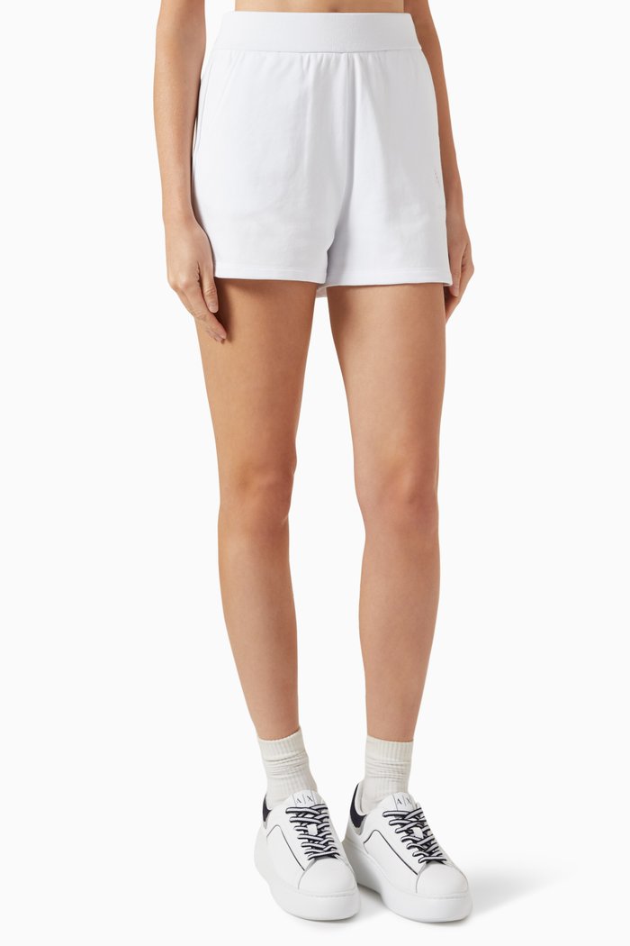 AX Logo Shorts in Cotton, White