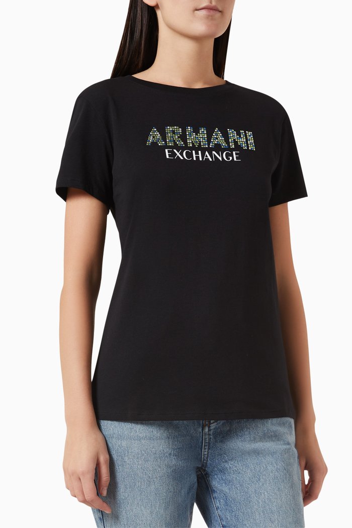 

Route 66 Embellished AX Logo T-shirt in Cotton, Black