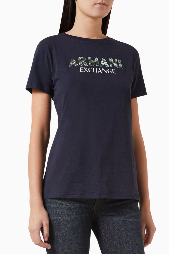 

Route 66 Embellished AX Logo T-shirt in Cotton, Purple