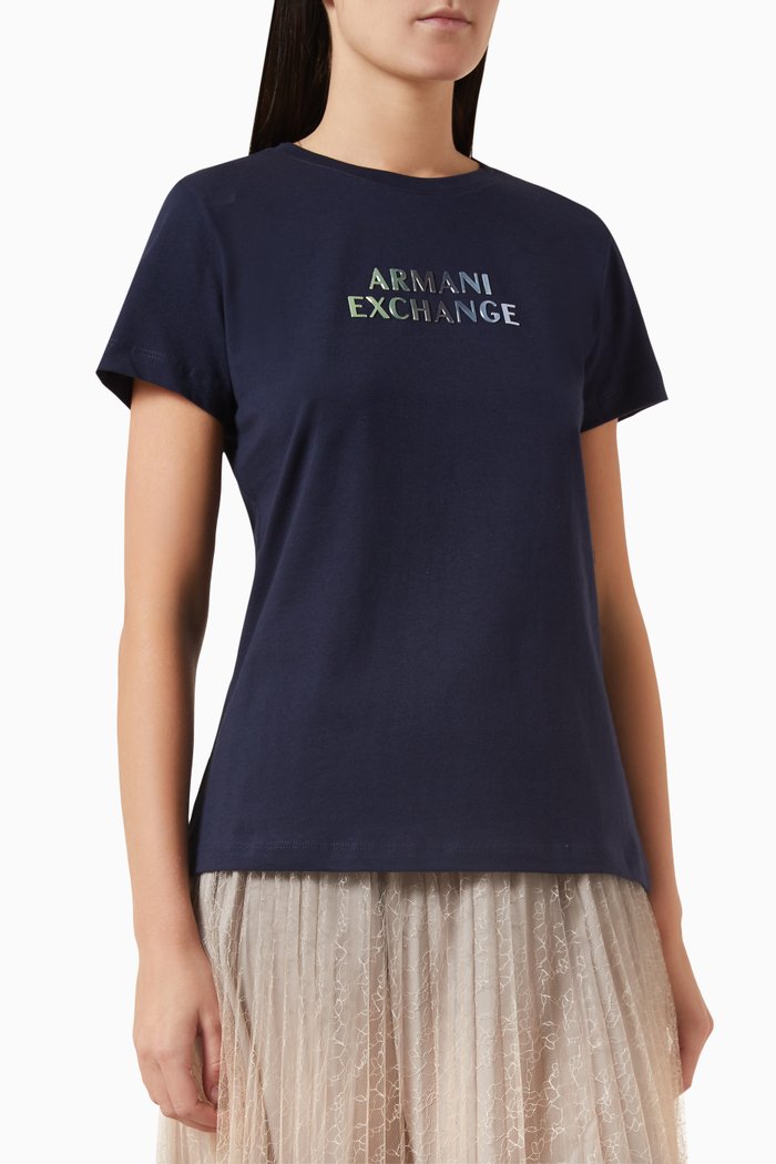 

Route 66 Embellished AX Logo T-shirt in Cotton, Purple