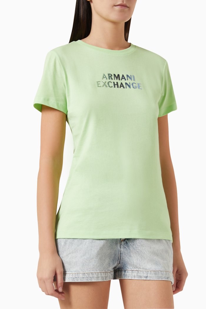

Route 66 Embellished AX Logo T-shirt in Cotton, Green