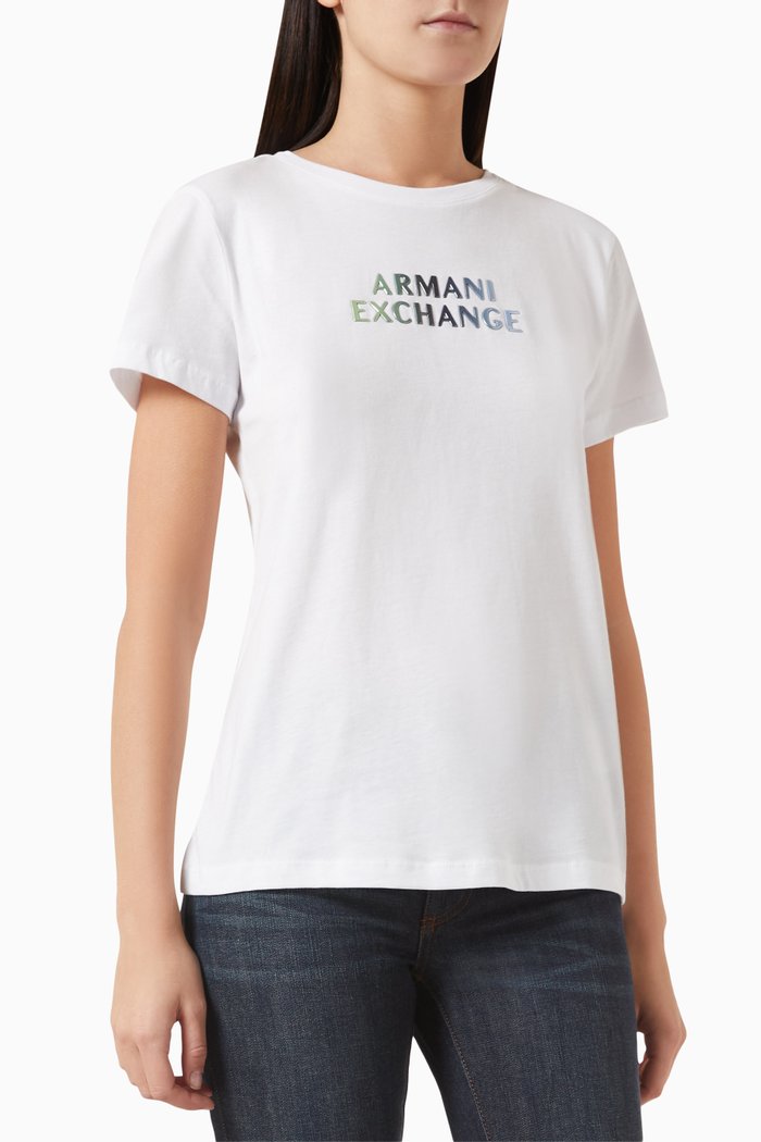 

Route 66 Embellished AX Logo T-shirt in Cotton, White