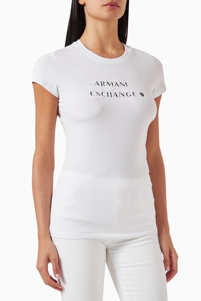 

AX Logo-print T-shirt in Jersey, White