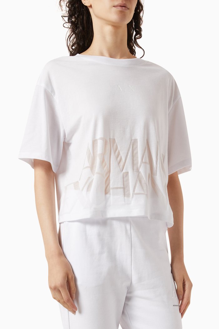 Logo Cropped T-shirt in Cotton-jersey, White