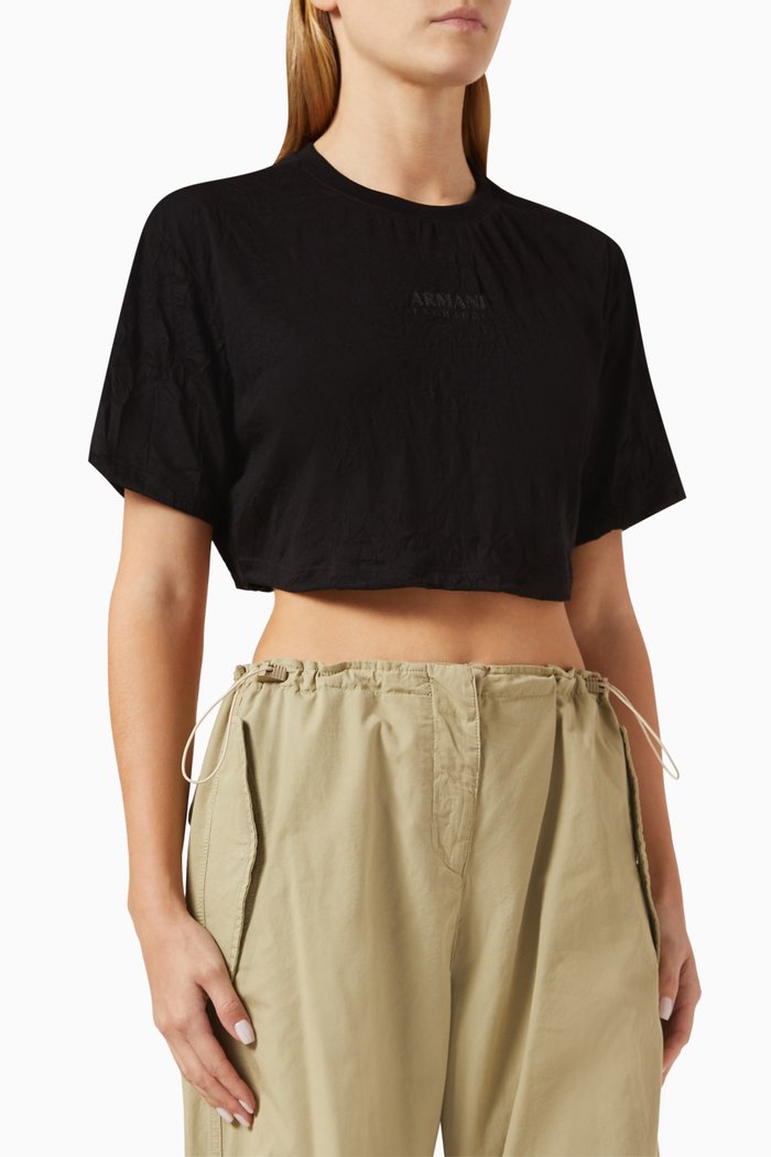 

Super Cropped Logo T-shirt, Black