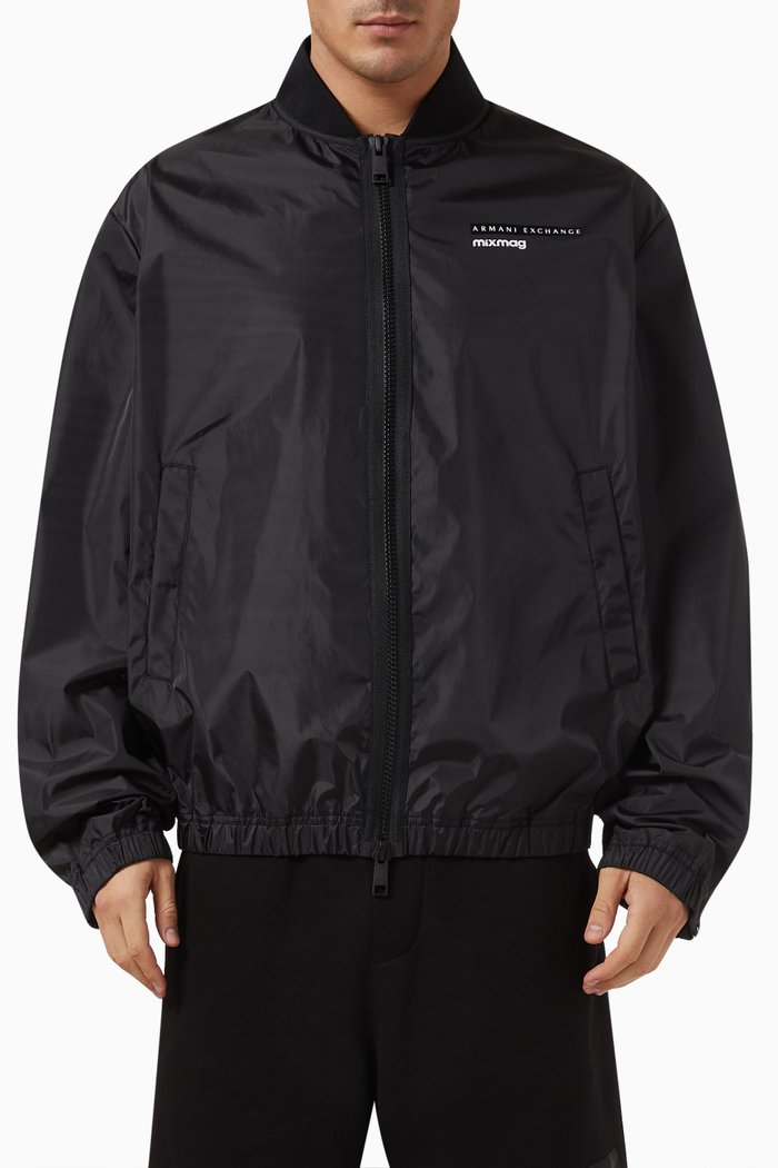 

Mixmag AX Logo Blouson Jacket in Technical-fabric, Black