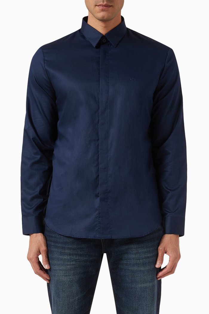 

Digital Desert Slim-fit Shirt in Cotton, Blue