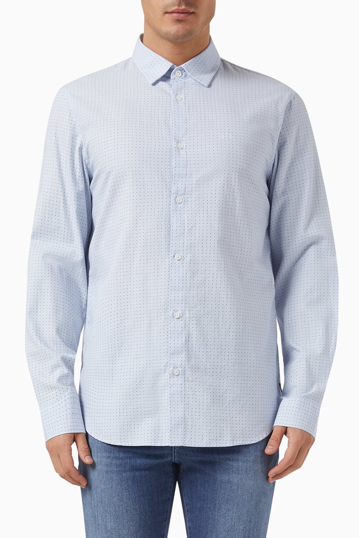 Long-sleeve Shirt in Cotton, Blue