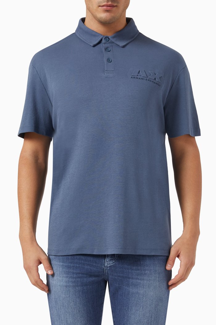 

AX Logo Polo Shirt in Cotton, Blue
