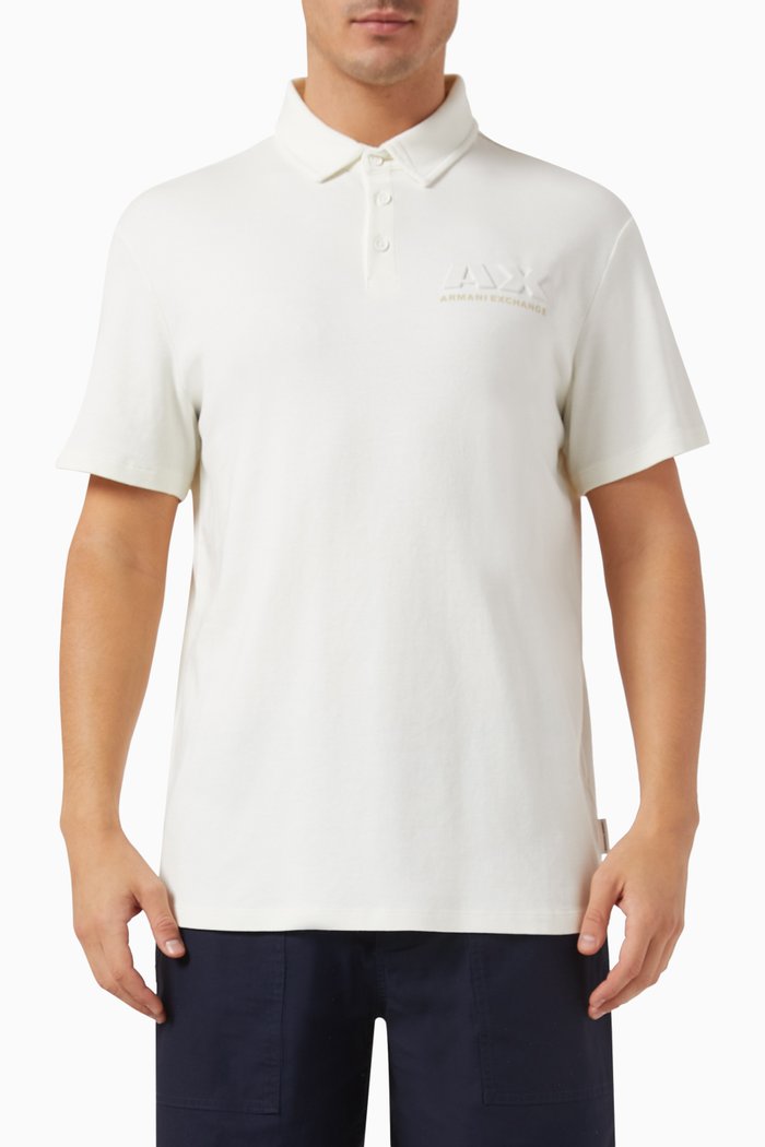 

AX Logo Polo Shirt in Cotton, White