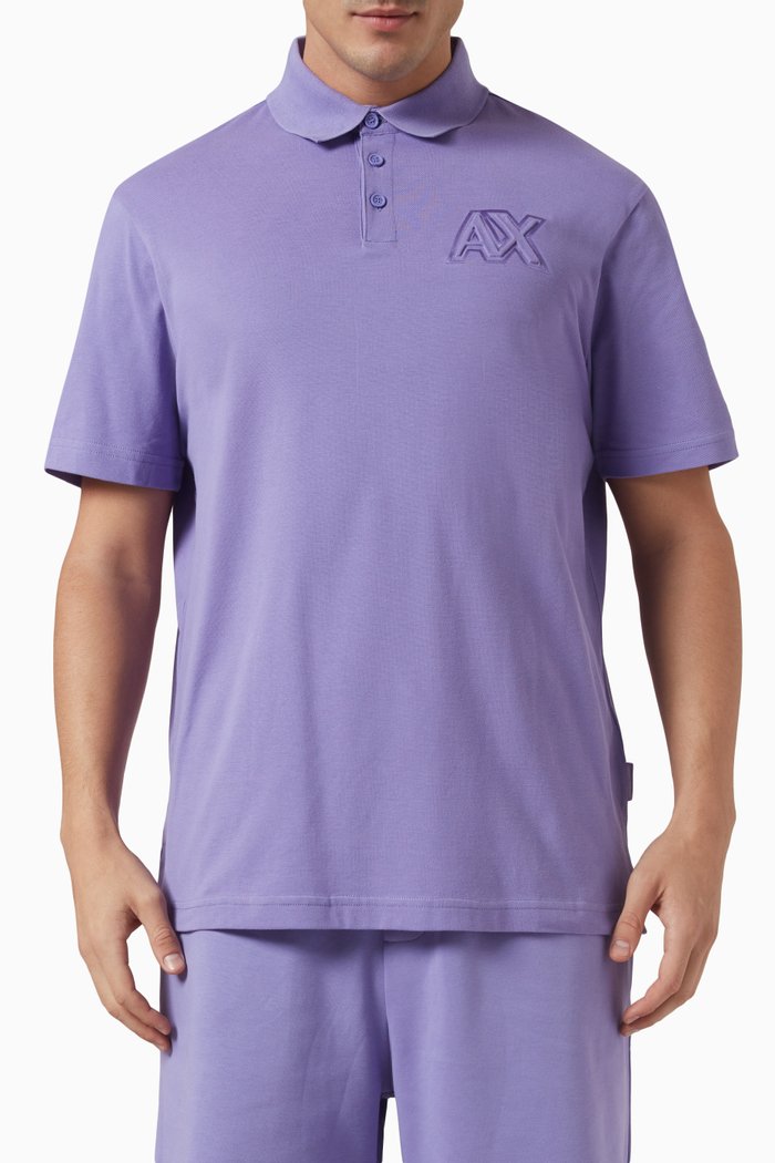 

Logo Polo Shirt in Cotton, Purple