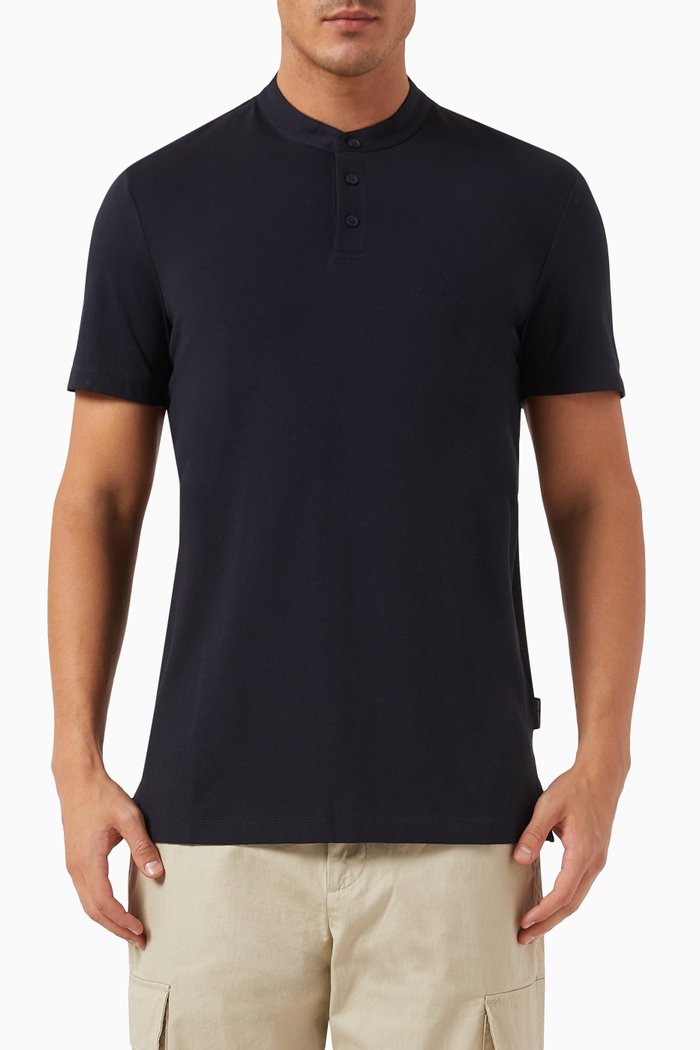 Digital Desert Polo Shirt in Cotton-piqué, Blue