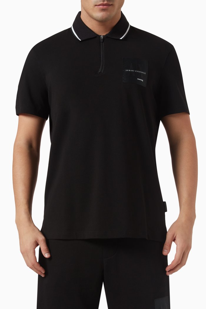 

Mixmag Logo Polo Shirt in Cotton, Black
