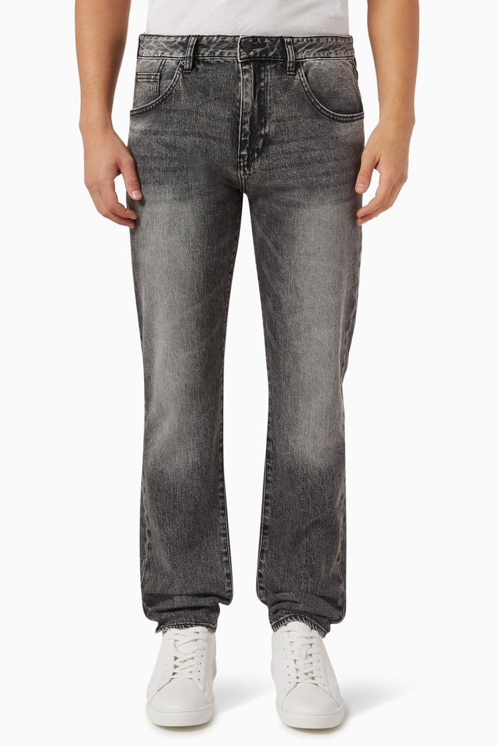 

Slim Fit J13 Jeans in Cotton-denim, Black