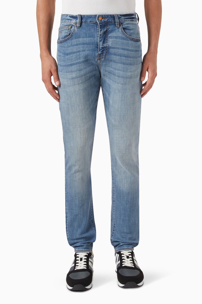 

Skinny Fit J14 Jeans in Cotton-blend Denim, Blue
