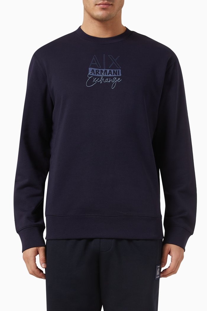 

Graphic Logo-print Sweatshirt in Cotton, Blue