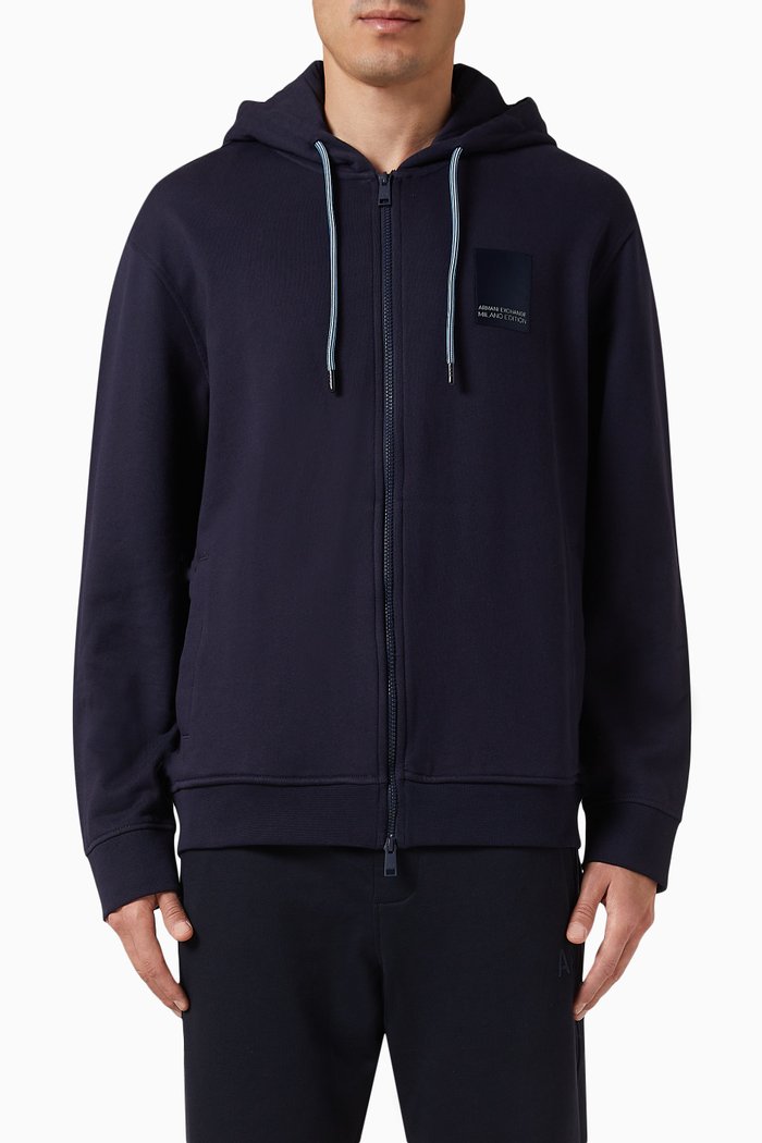 Milano Edition Zip-up Hoodie in Cotton, Blue