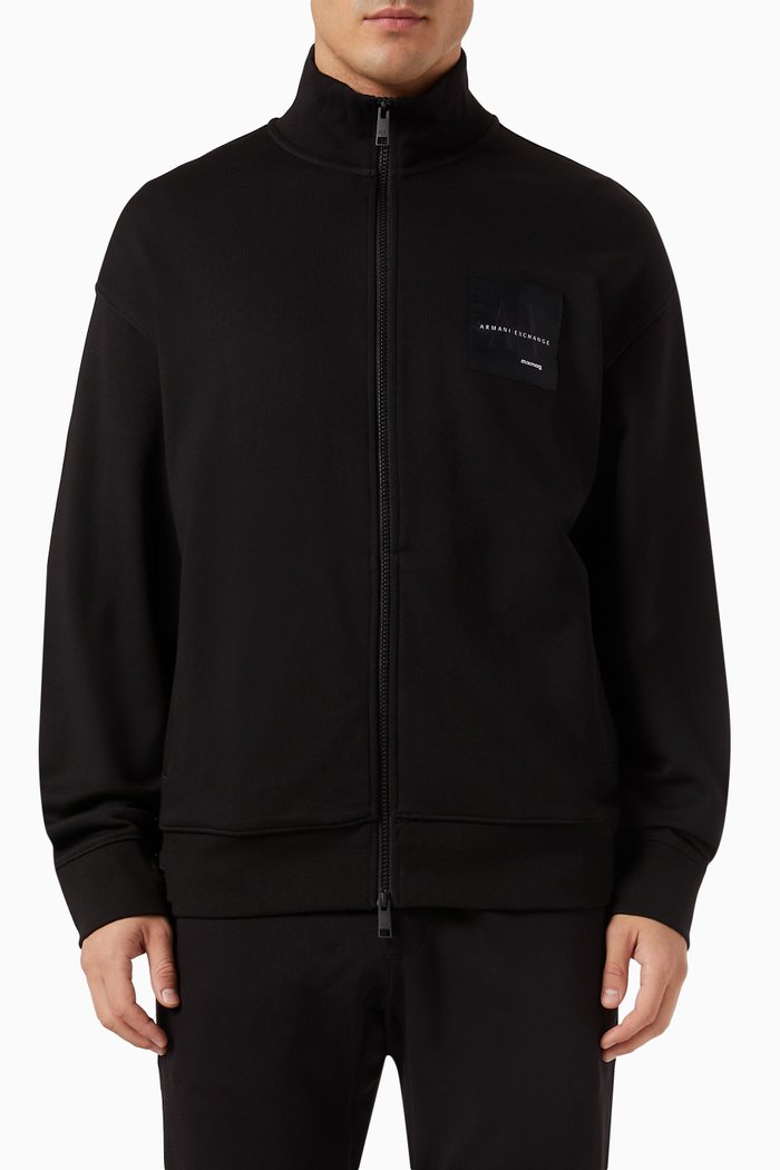 

Mixmag Zip Sweatshirt in Organic Cotton-blend, Black