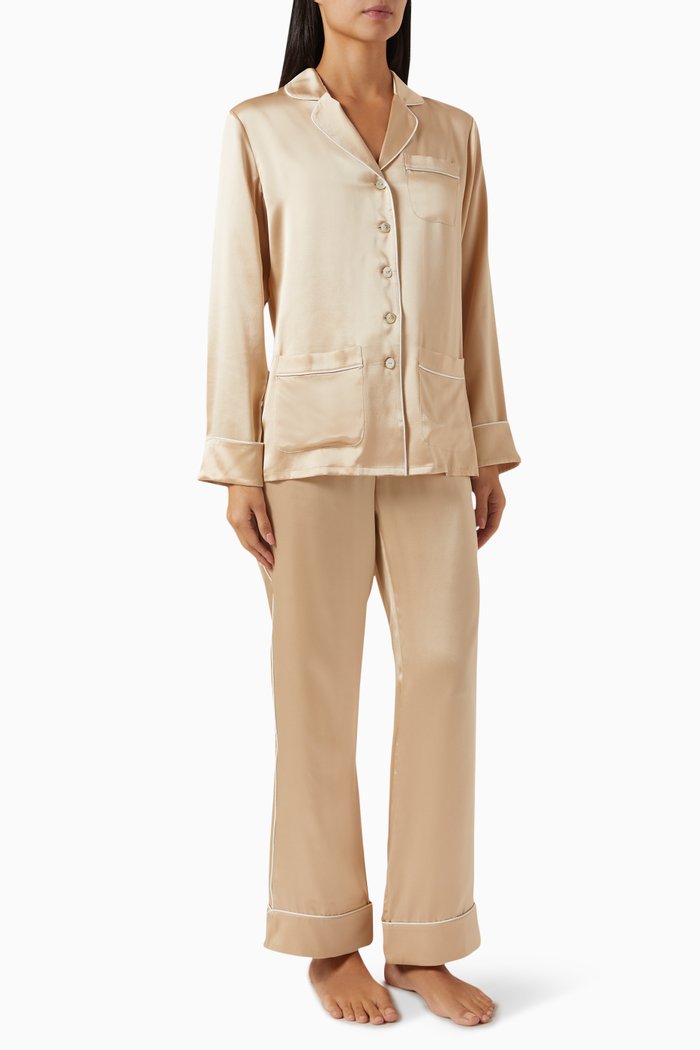 

Coco Pyjama Set in Silk, Neutral